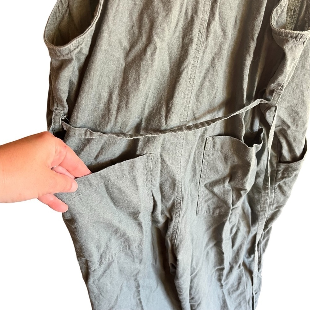 Universal Thread Sage Green Linen Blend Jumpsuit Overalls Small Boho Lagenlook - Picture 5 of 8